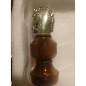 Vintage Avon Bottle Knight Horse Chess Piece Amber Aftershave Perfume Cologne